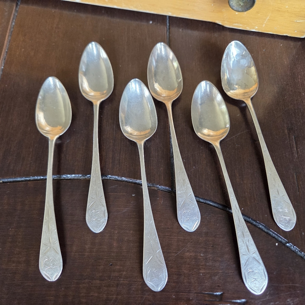 L Sayre Coin Silver Teaspoons (6)